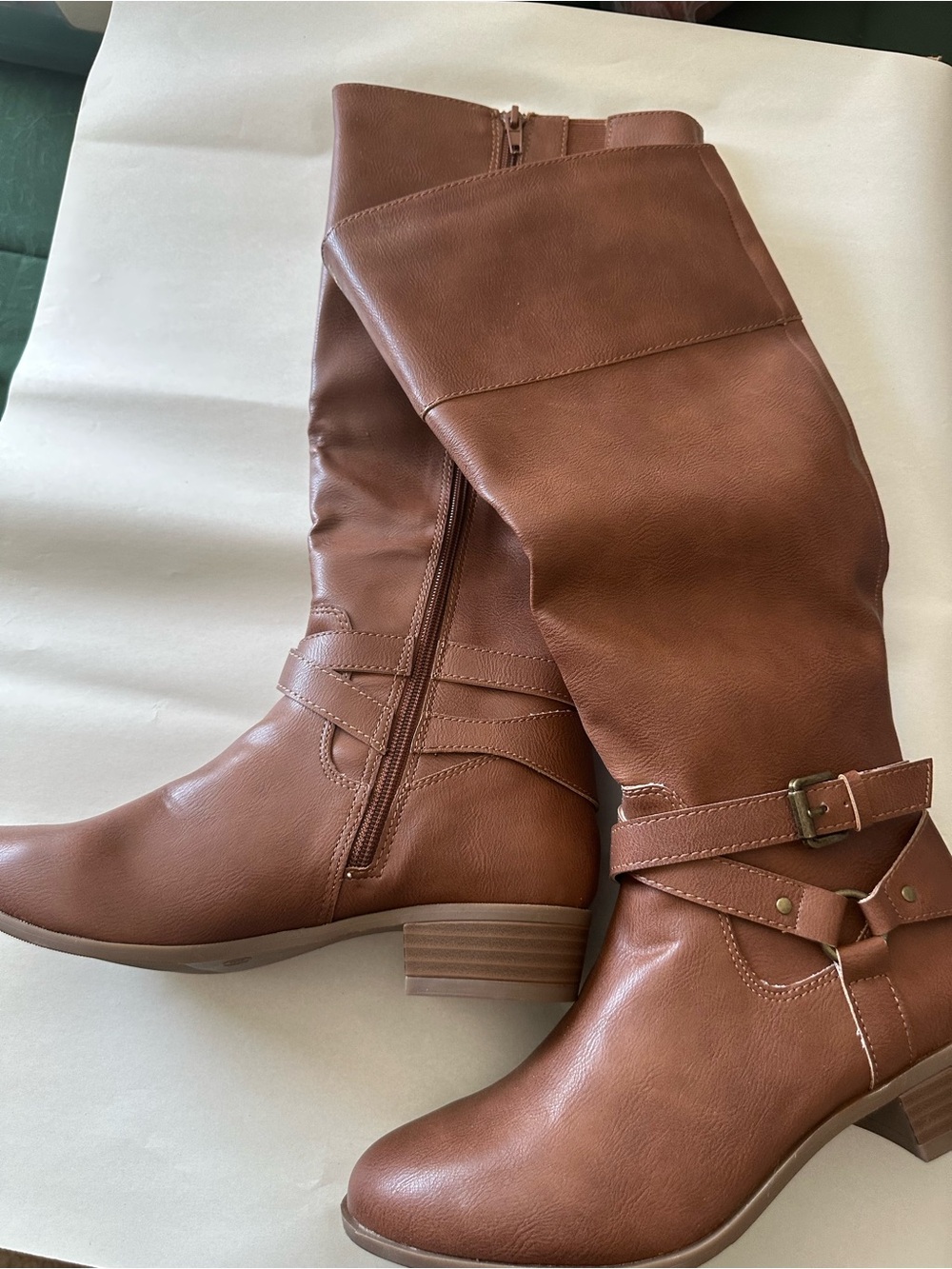 a.n.a Women’s Tan Over-the-Knee Buckle Strap Boots